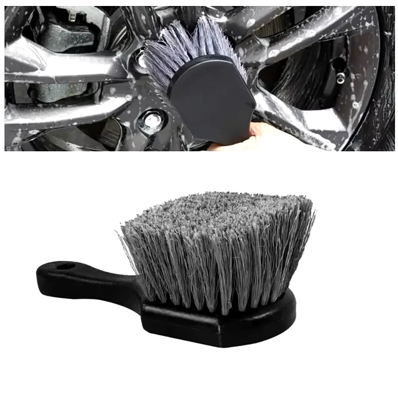 Car Wheel Cleaning Brush Set – Short Handle Detail Brush for Tire and Rim Washing