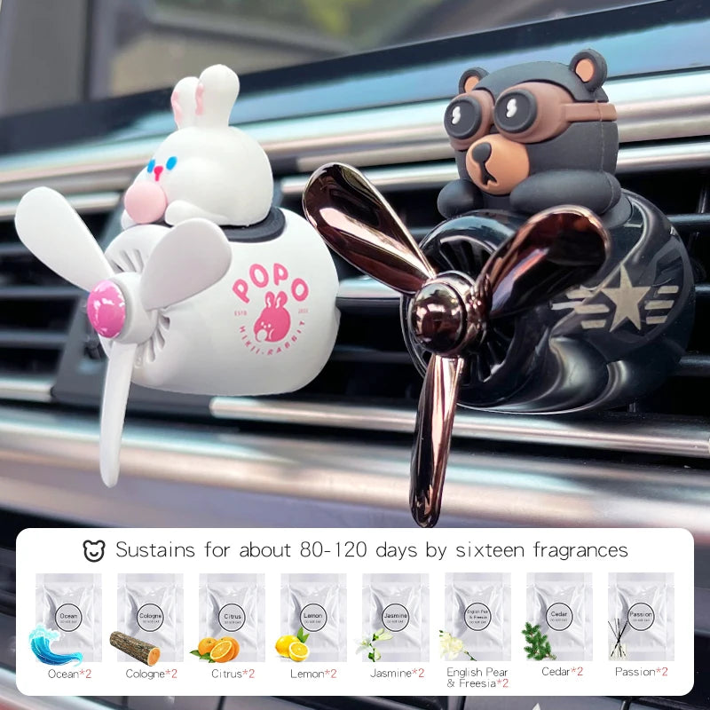 Bear Pilot Car Air Freshener Vent Clip