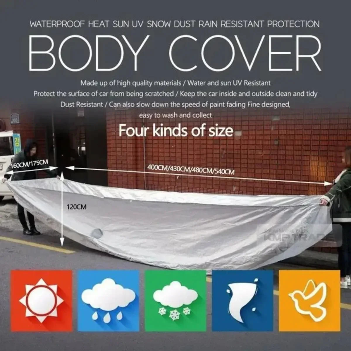Four Seasons Full Car Cover – Waterproof, Dustproof, UV-Reflective, All-Weather Protection
