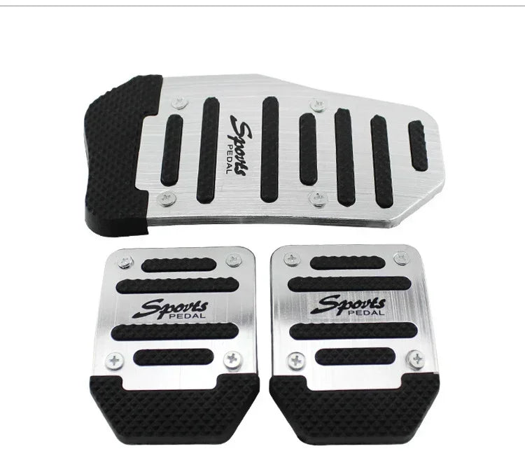 Aluminum Car Pedal Cover Set for Automatic Transmission in Red Blue or Silver