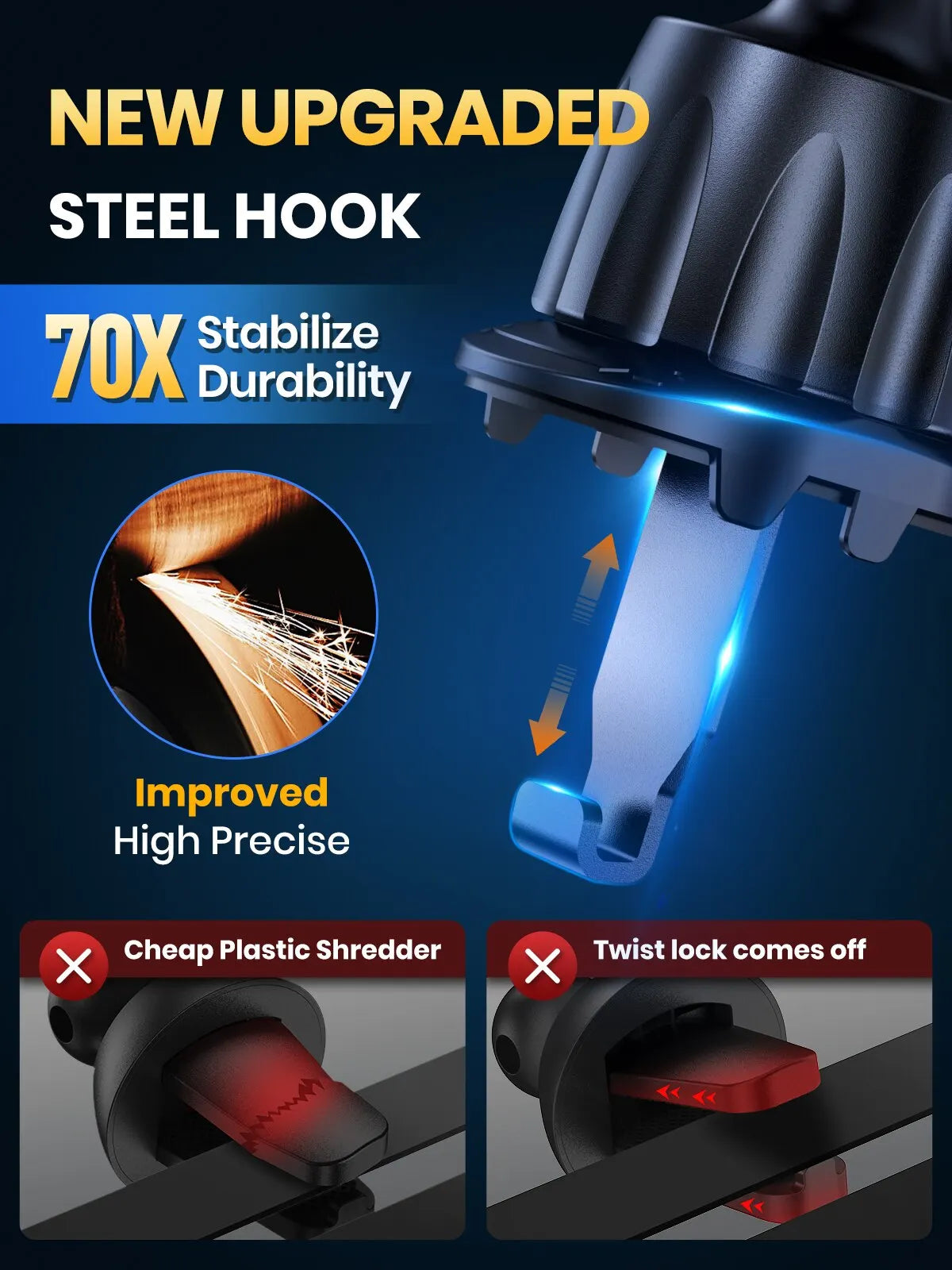 Universal Car Phone Holder for Air Vent with Gravity Clamp Design