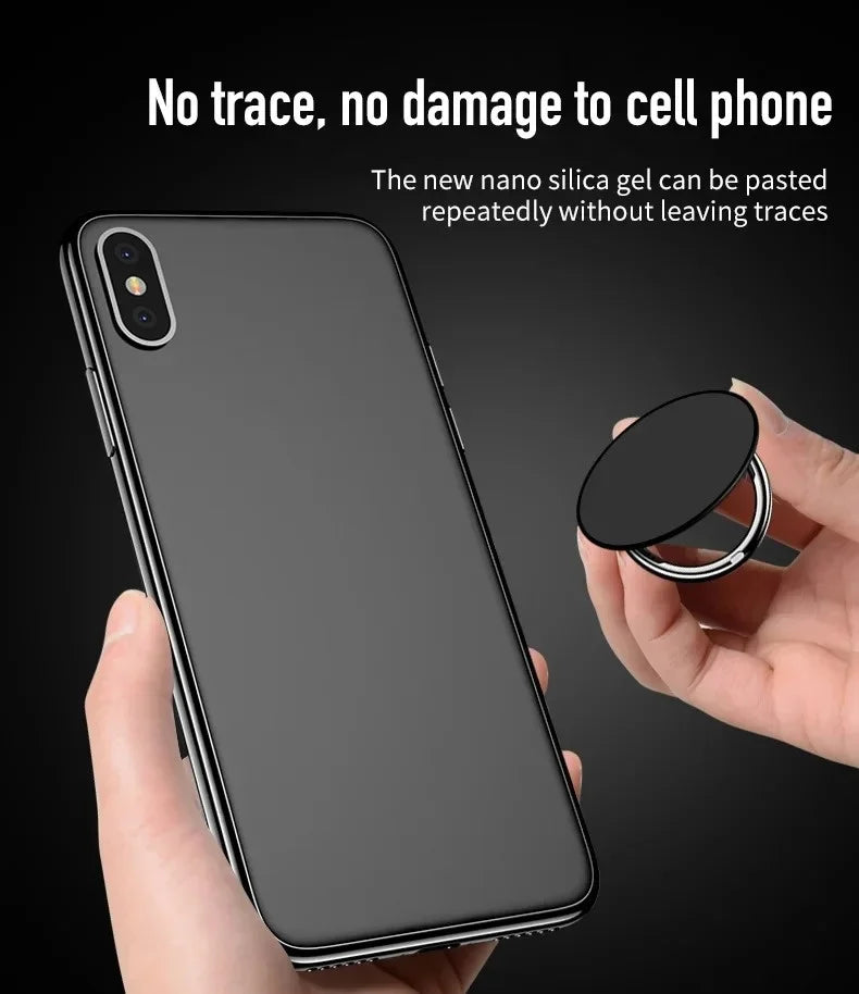 360° Rotating Finger Ring Holder Stand – Magnetic Car Mount Phone Grip with Universal Back Sticker