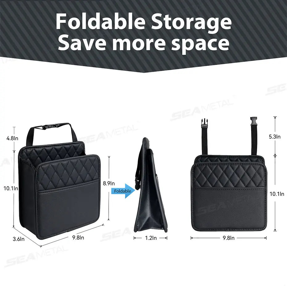 Car Seat Back Storage Box – Universal Hanging Headrest Organizer with Foldable Pockets