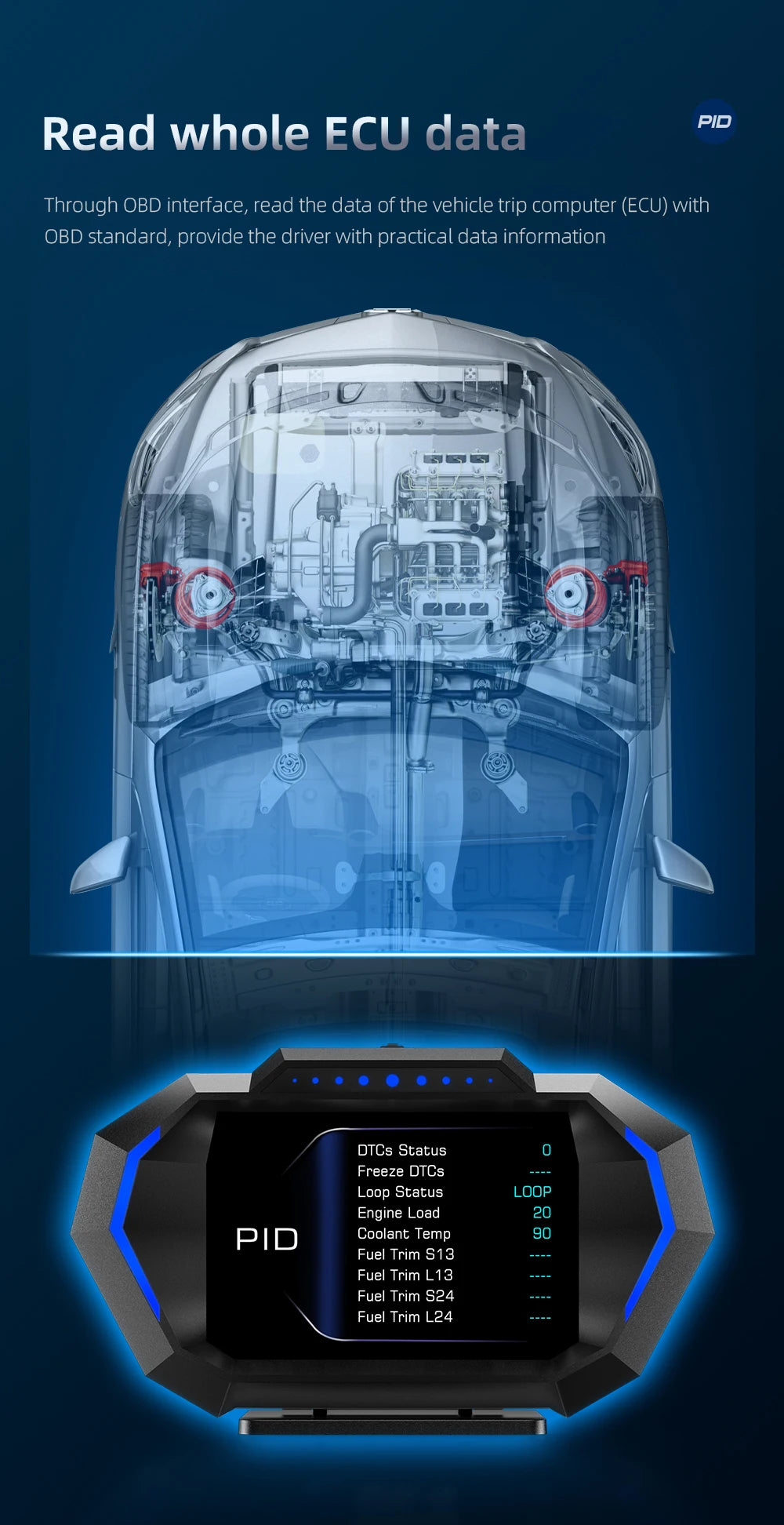 OBD + GPS P24 Car Head-Up Display (HUD) – Digital Speedometer with On-Board Computer