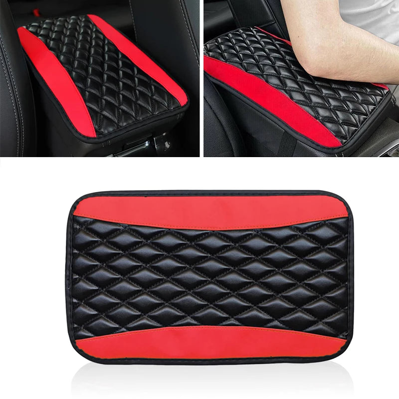Universal PU Leather Car Armrest Cover Mat – Non-Slip Central Armrest Box Pad (Black)