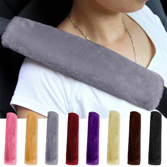 2PCS Soft Faux Sheepskin Car Seat Belt Covers – Shoulder Pads for All Cars