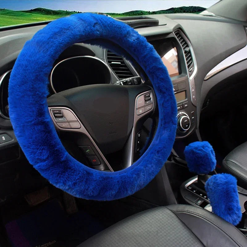 Plush Steering Wheel and Gear Shift Cover Set