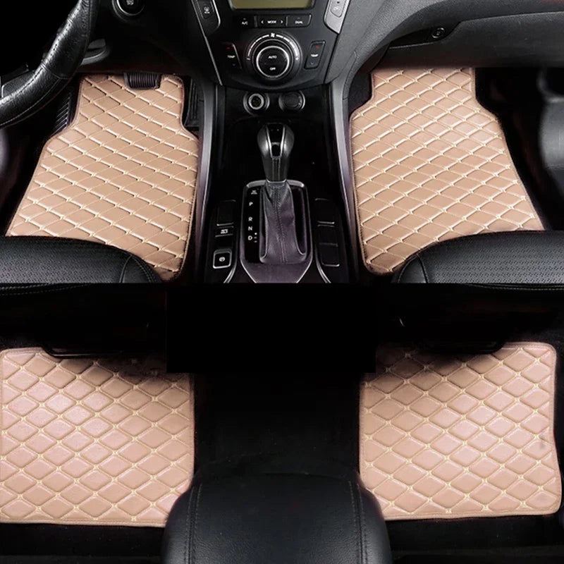 4PCS Universal PU Leather Car Floor Mats – Waterproof Front & Rear Foot Pad Protector Set