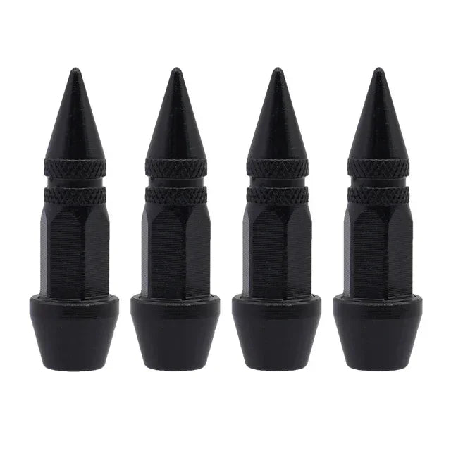 Bullet Style Tire Valve Caps Set of Four Universal Fit for Car Motorcycle and Bicycle