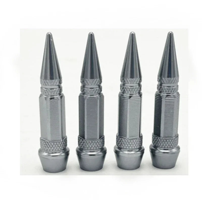Bullet Style Tire Valve Caps Set of Four Universal Fit for Car Motorcycle and Bicycle