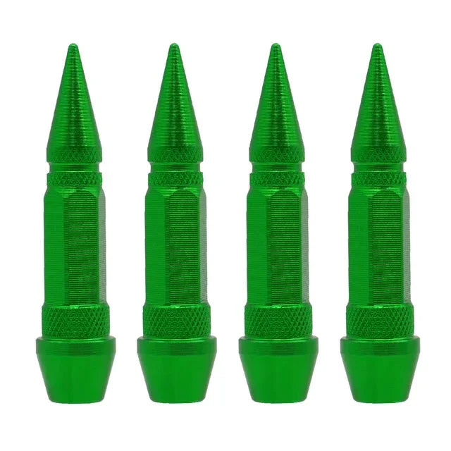 Bullet Style Tire Valve Caps Set of Four Universal Fit for Car Motorcycle and Bicycle