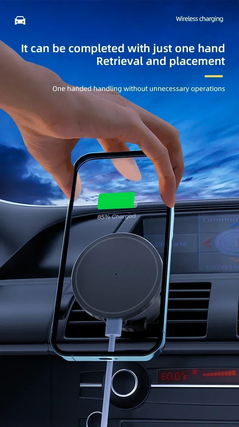 30W Magnetic Wireless Car Charger with Air Vent Mount for iPhone 12 13 14 and 15 Series