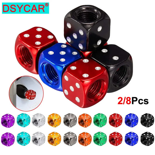 Aluminum Dice Tire Valve Cap Set for Car Motorcycle Bicycle or Truck