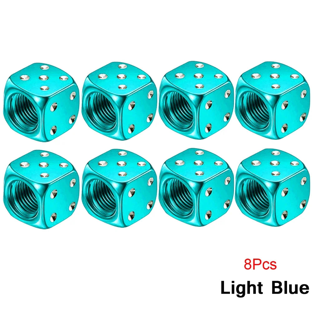Aluminum Dice Tire Valve Cap Set for Car Motorcycle Bicycle or Truck
