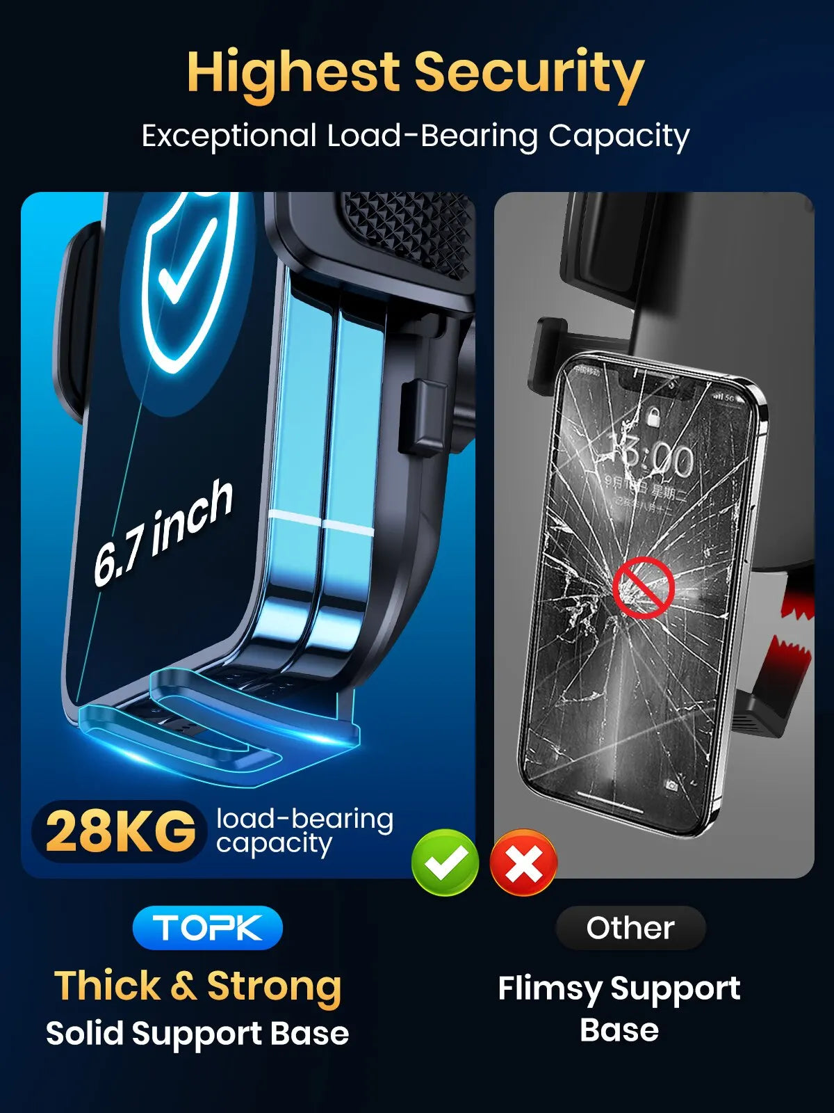 Universal Car Phone Holder for Air Vent with Gravity Clamp Design