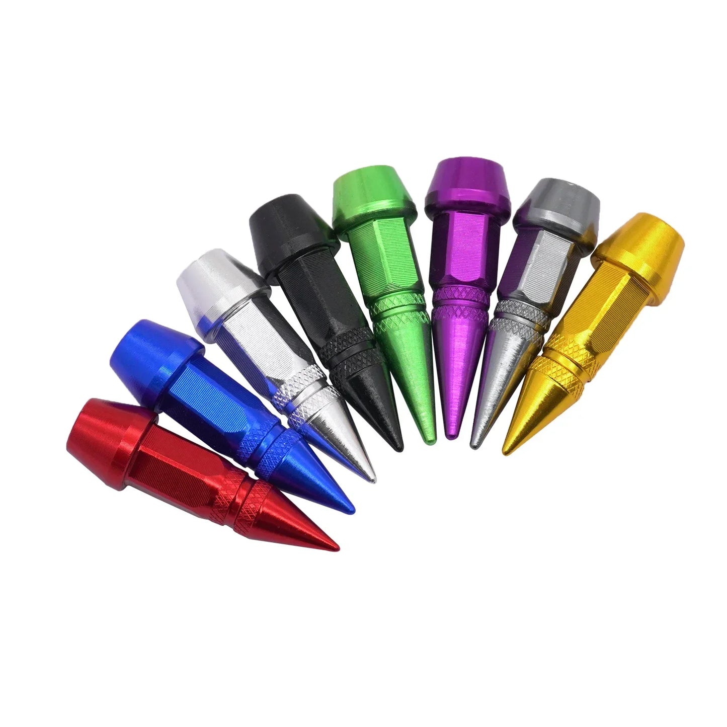 Bullet Style Tire Valve Caps Set of Four Universal Fit for Car Motorcycle and Bicycle