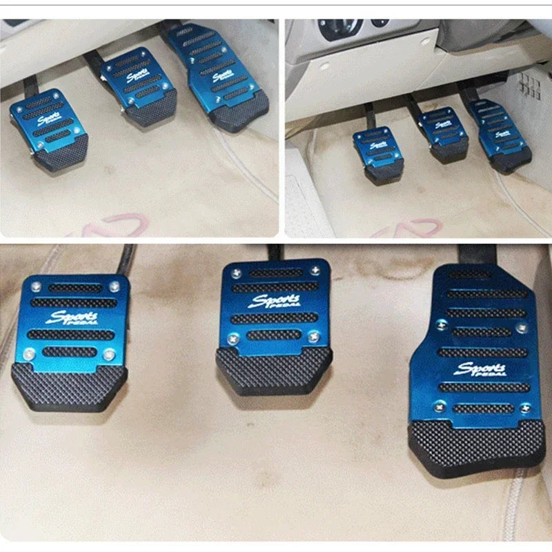 Aluminum Car Pedal Cover Set for Automatic Transmission in Red Blue or Silver