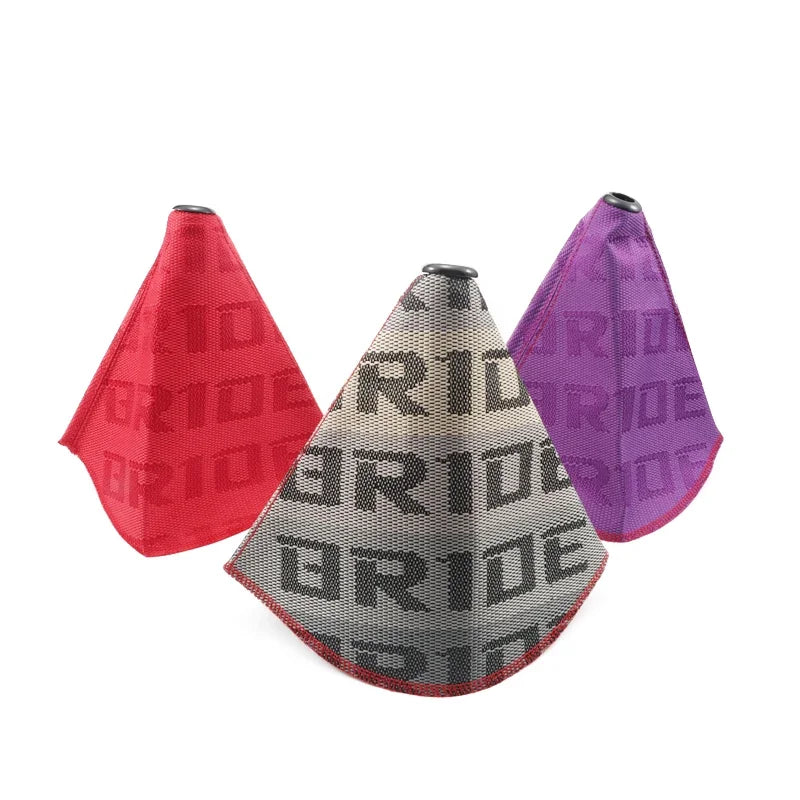 JDM Style Fabric Gear Shift Boot Cover with Red Stitching