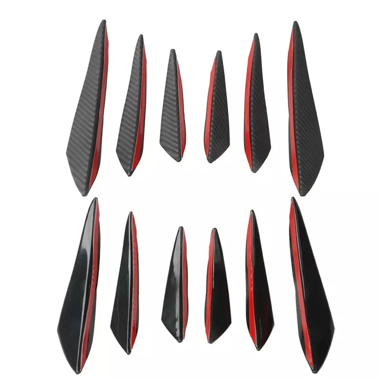 6PCS Universal Rubber Car Front Bumper Lip Protectors – Rear Diffuser Carbon Fiber Spoiler Splitter Guard (Black)