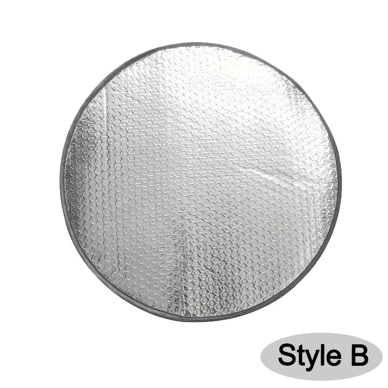 Double Thick Foldable Car Steering Wheel Sun Shade – Anti-UV Silver Cover