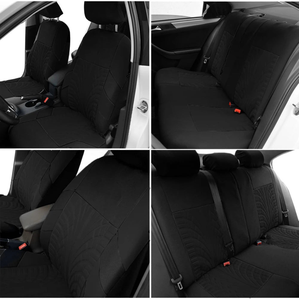 Universal Car Seat Cover Set with Embroidered Design for All Season Comfort