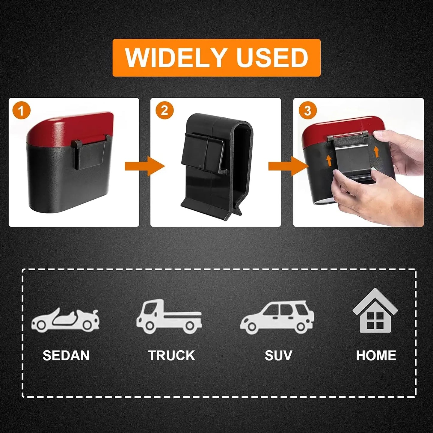 Compact Hanging Car Trash Bin with Lid Push to Open Design for Clean and Organized Interiors