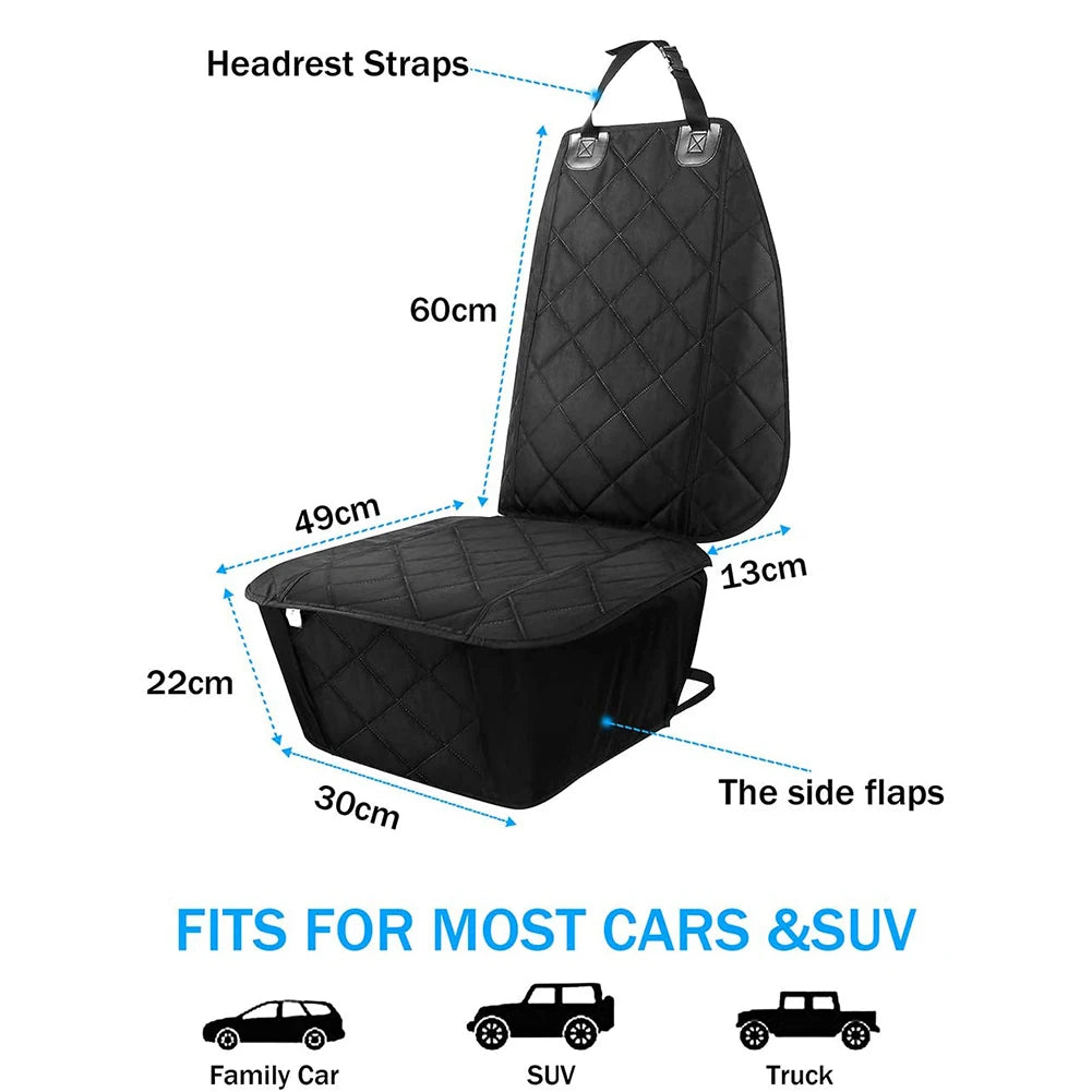 Waterproof Dog Car Seat Cover with Non-Slip Backing and Side Protection for Front or Rear Seats