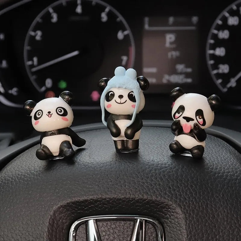 Mini Panda Dashboard Decor Set – 8 Piece Cute Interior Accessories