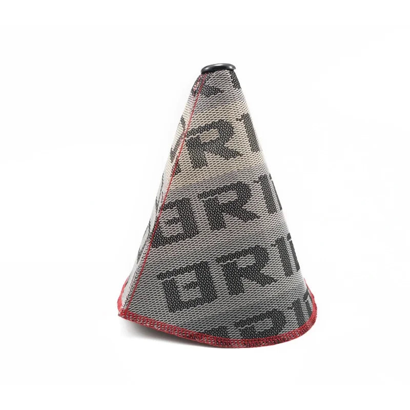 JDM Style Fabric Gear Shift Boot Cover with Red Stitching