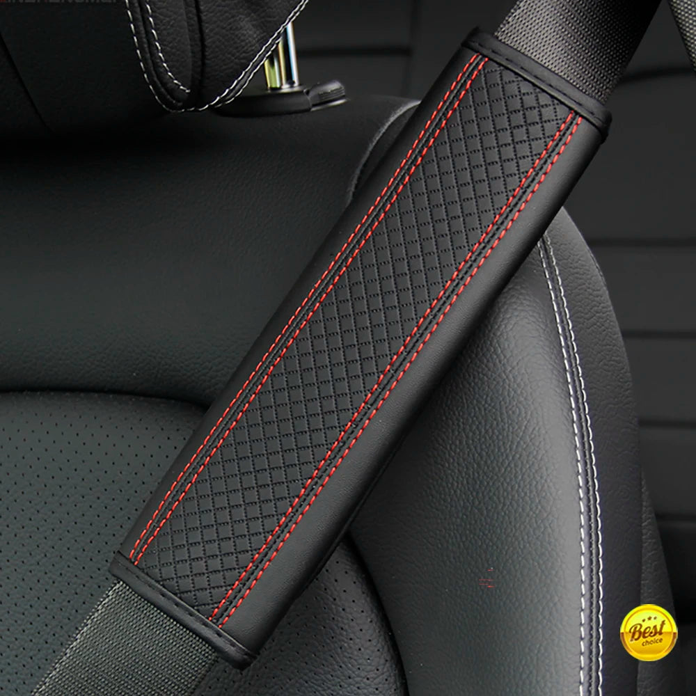 PU Leather Embossed Car Seat Belt Shoulder Cover – Comfort & Decompression Pad