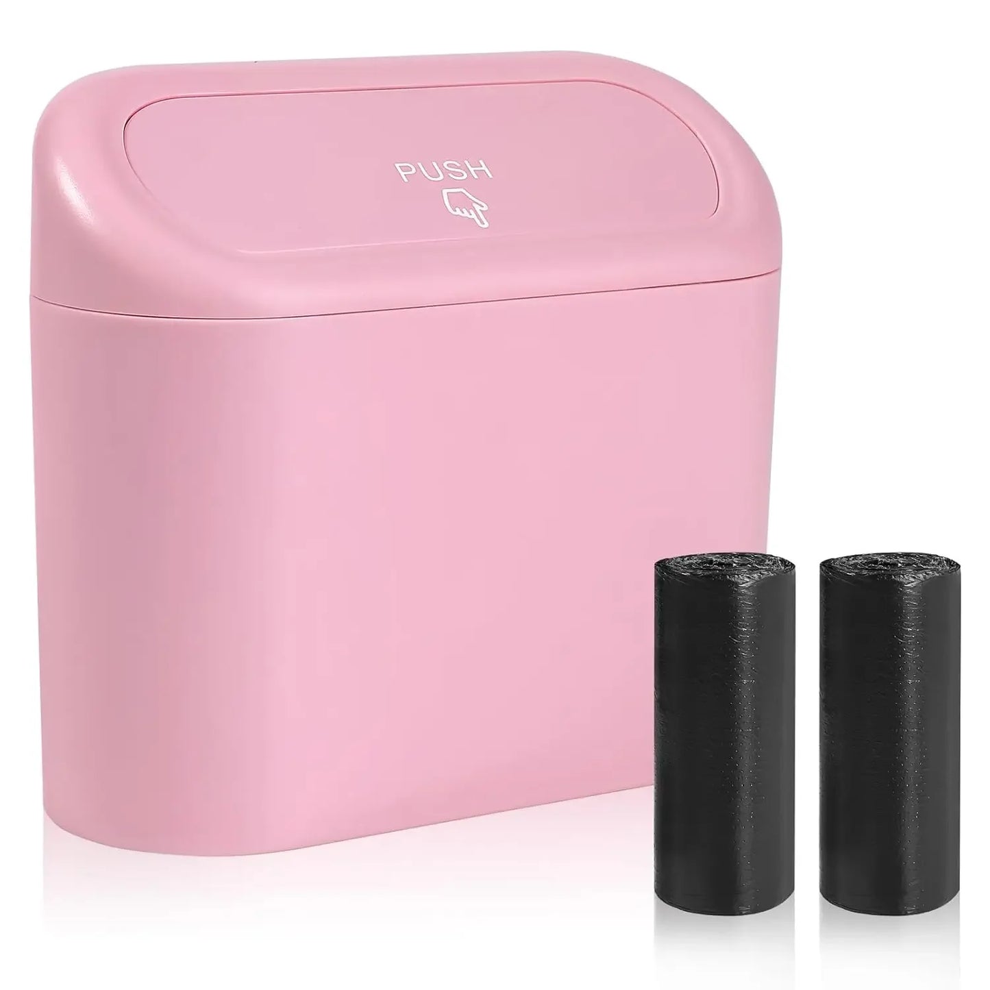 Compact Hanging Car Trash Bin with Lid Push to Open Design for Clean and Organized Interiors