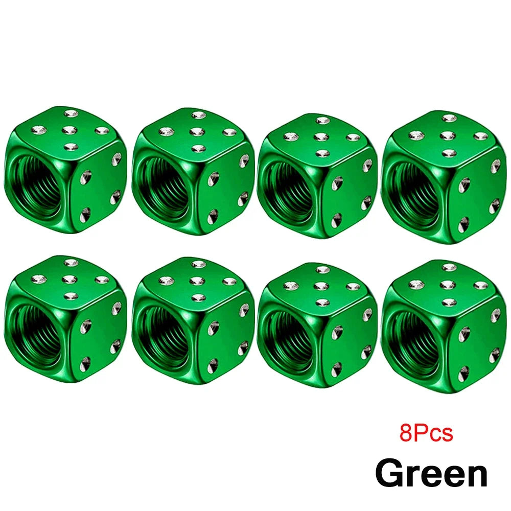 Aluminum Dice Tire Valve Cap Set for Car Motorcycle Bicycle or Truck