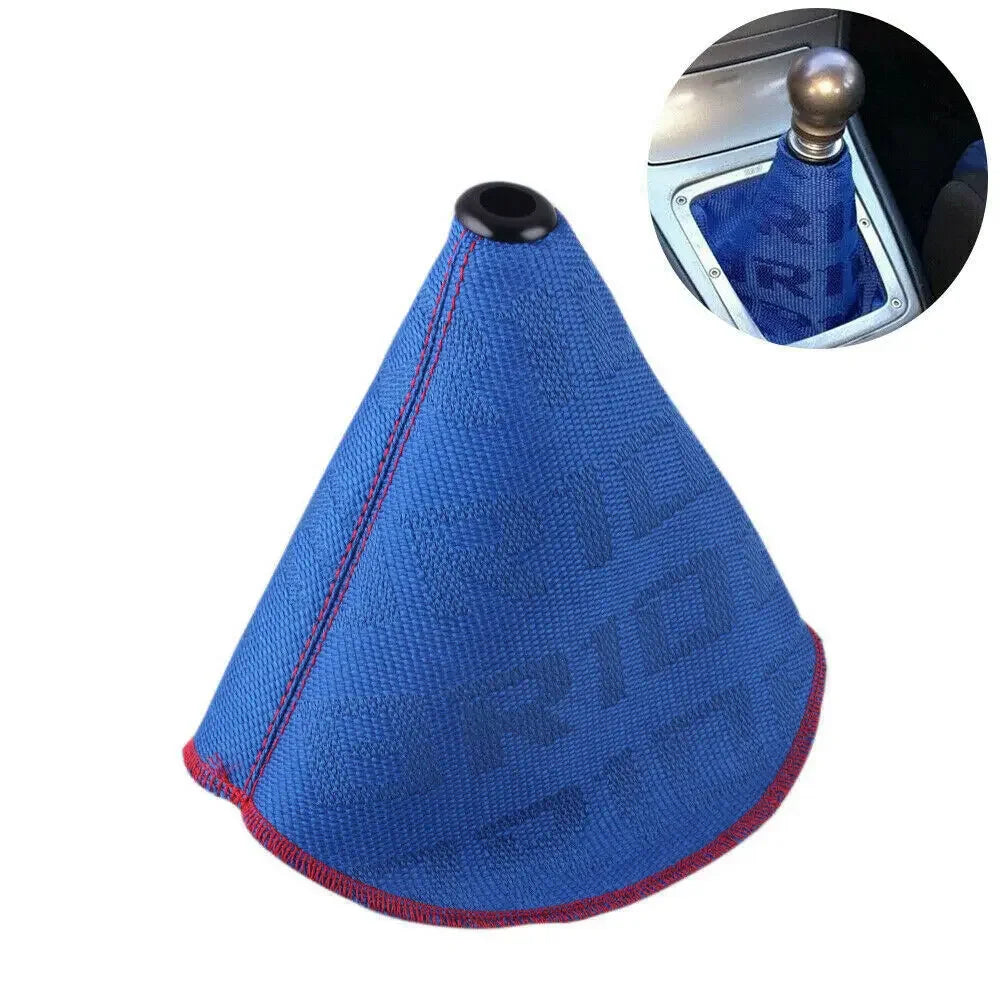 JDM Style Fabric Gear Shift Boot Cover with Red Stitching