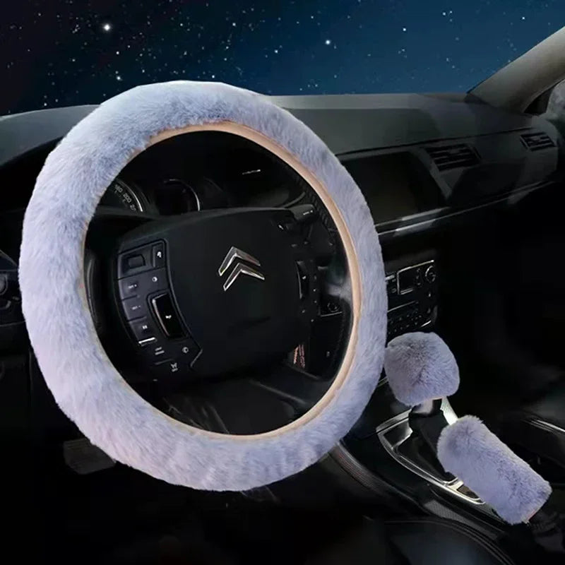 Plush Steering Wheel and Gear Shift Cover Set