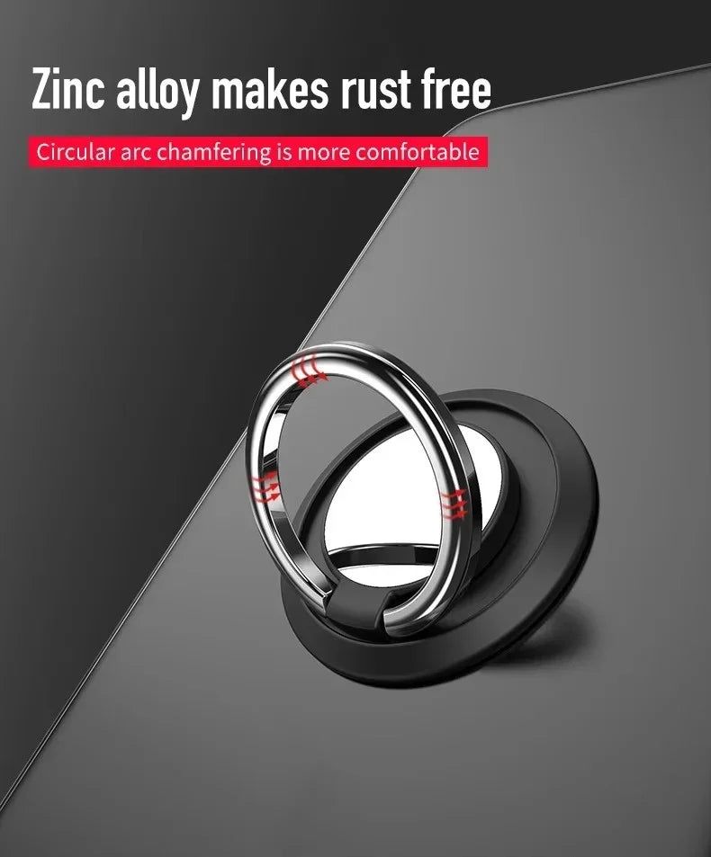360° Rotating Finger Ring Holder Stand – Magnetic Car Mount Phone Grip with Universal Back Sticker