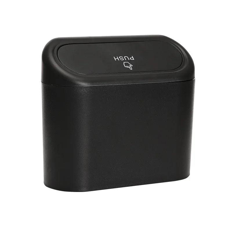 Compact Hanging Car Trash Bin with Lid Push to Open Design for Clean and Organized Interiors