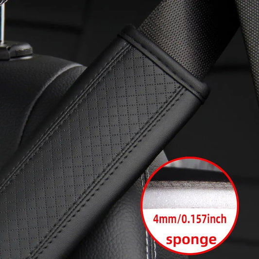 PU Leather Embossed Car Seat Belt Shoulder Cover – Comfort & Decompression Pad