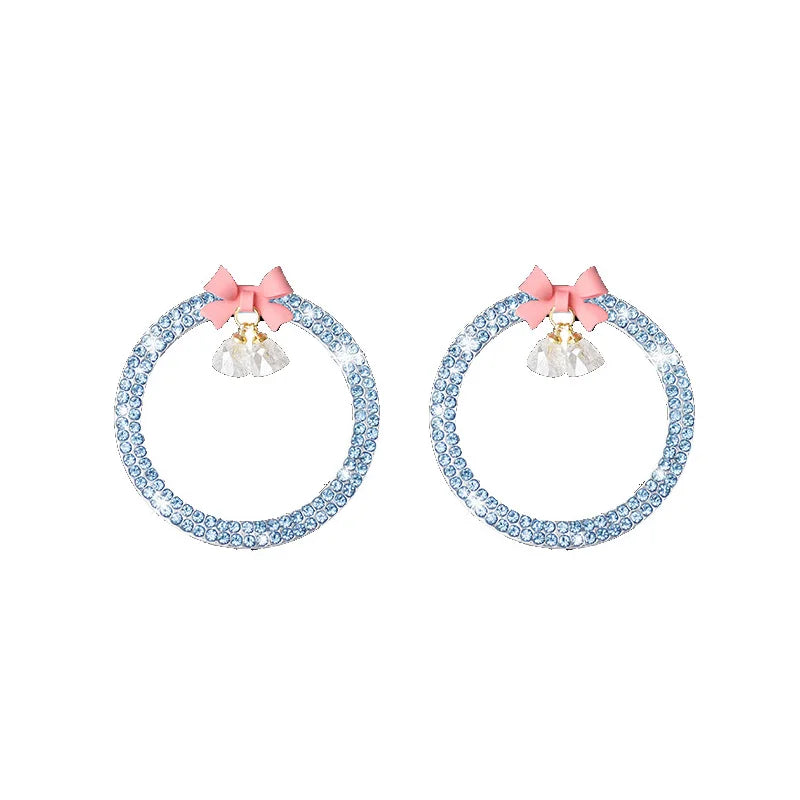 Rhinestone Bow Bell Car Start Switch Button Cover – Decorative Diamond Sticker Ring Trim