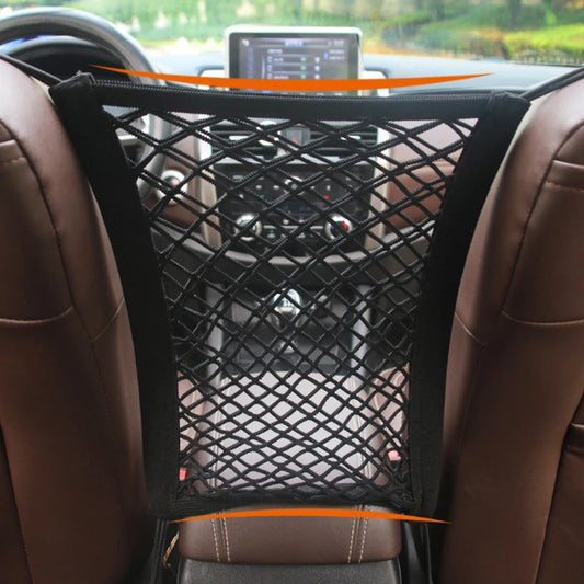 Pet Car Barrier with Automatic Safety Mesh & Storage Bag – Back Seat Safety Protector Net