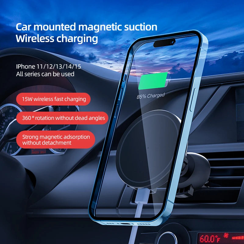 30W Magnetic Wireless Car Charger with Air Vent Mount for iPhone 12 13 14 and 15 Series