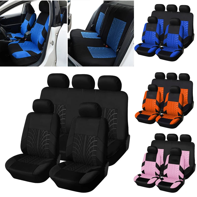 Universal Car Seat Cover Set with Embroidered Design for All Season Comfort