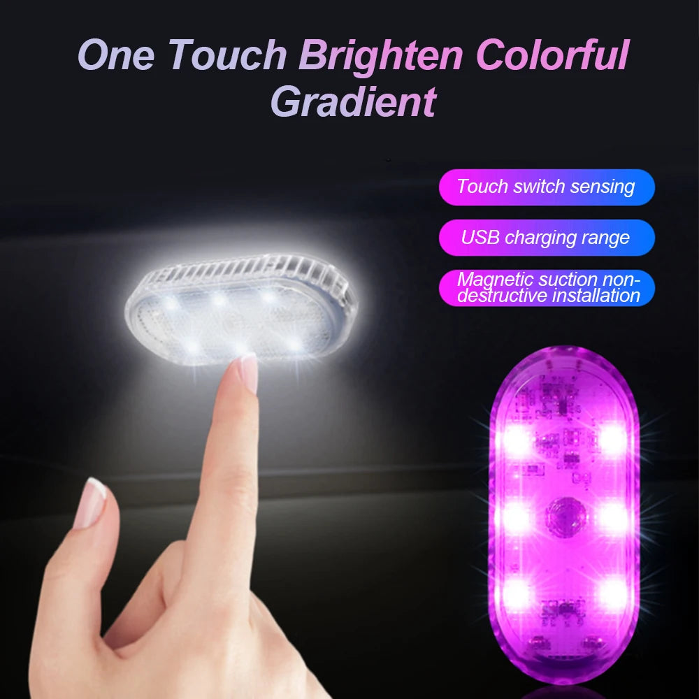 Wireless LED Touch Ceiling Light – Rechargeable Interior Roof Lamp for Cars with Multi-Color Modes