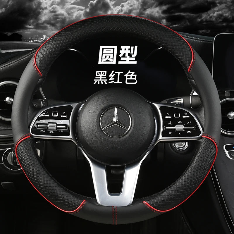 All Season Diamond Pattern Leather Steering Wheel Cover for 14.5 to 15 Inch Wheels