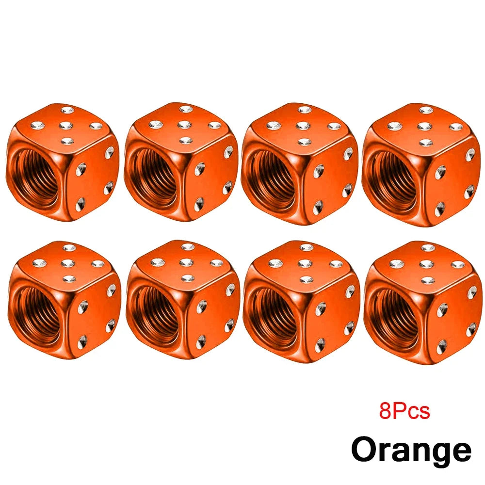 Aluminum Dice Tire Valve Cap Set for Car Motorcycle Bicycle or Truck