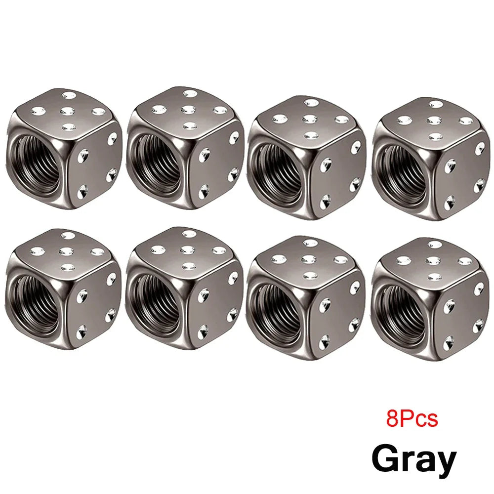 Aluminum Dice Tire Valve Cap Set for Car Motorcycle Bicycle or Truck