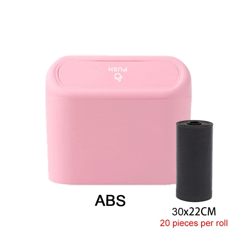 Compact Hanging Car Trash Bin with Lid Push to Open Design for Clean and Organized Interiors