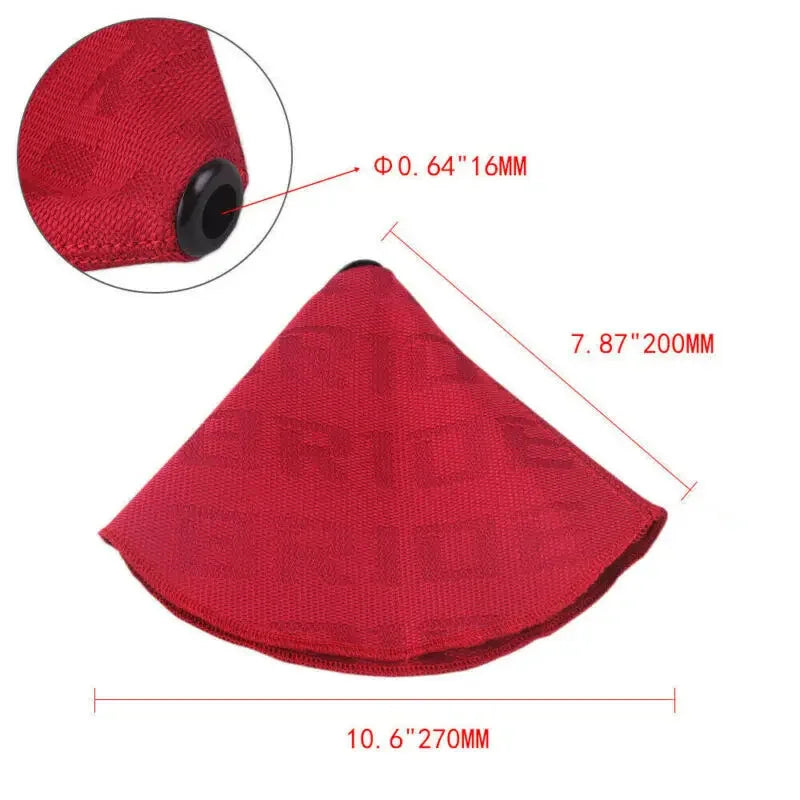 JDM Style Fabric Gear Shift Boot Cover with Red Stitching