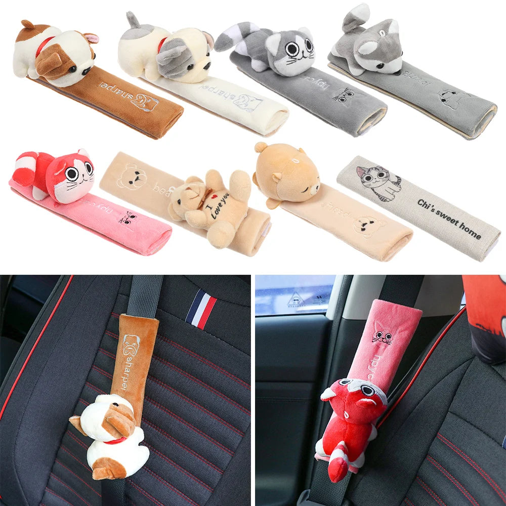 Cartoon Car Seat Belt Cover – Universal Flannel Shoulder Pad for Comfort & Safety