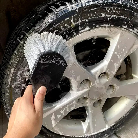 Car Wheel Cleaning Brush Set – Short Handle Detail Brush for Tire and Rim Washing