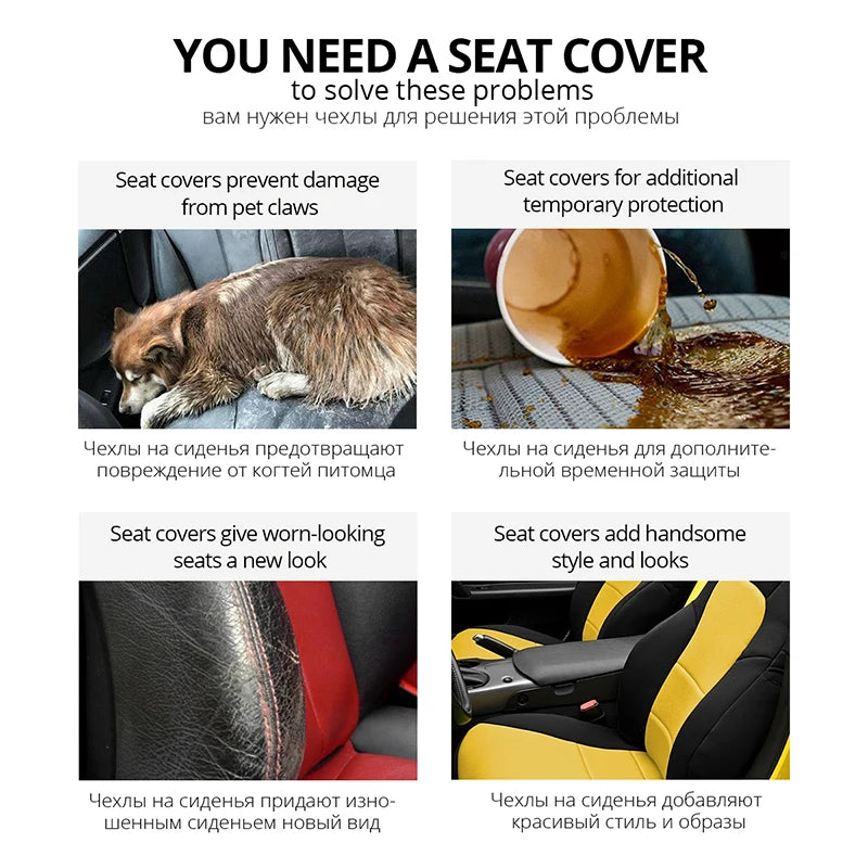 Universal Car Seat Cover Set with Embroidered Design for All Season Comfort